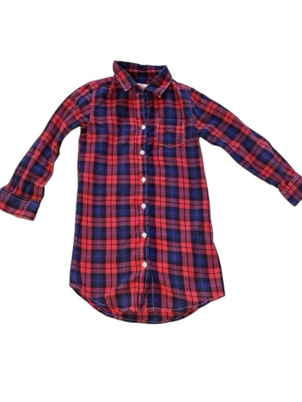Peek Girls Red and Blue Plaid Shirt Dress Size 6-7 Years